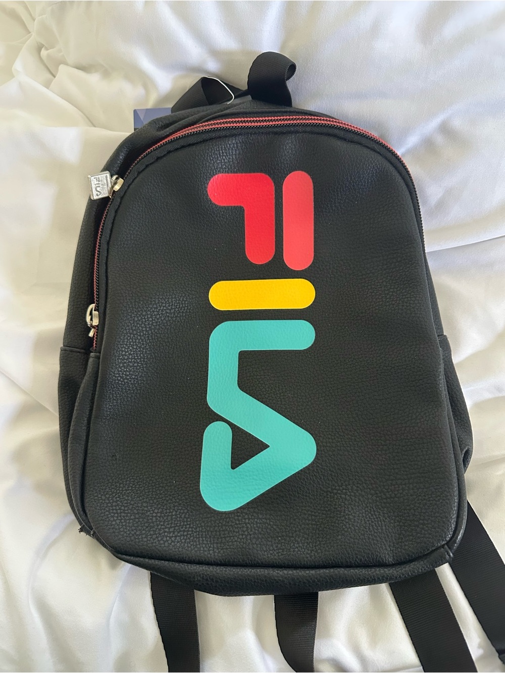 Fila Black Backpack with Red, Yellow and Teal Logo